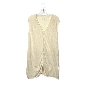 JW Pete & Greta Women's Sleeveless Beige Linen Button Down Long Cardigan Size S